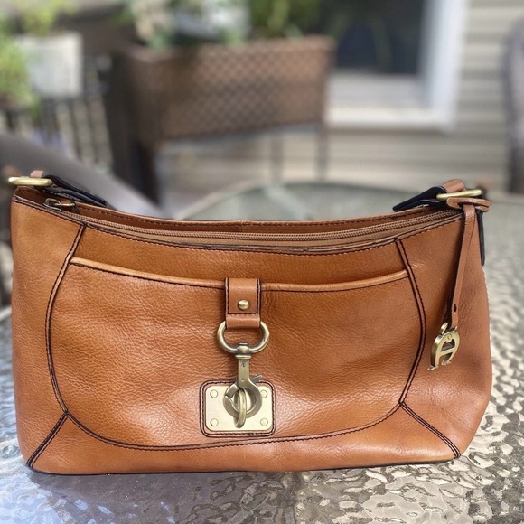 Classic Designer Etienne Aigner leather bag Beautiful Hazelnut Brown Purse EUC - Picture 2 of 7